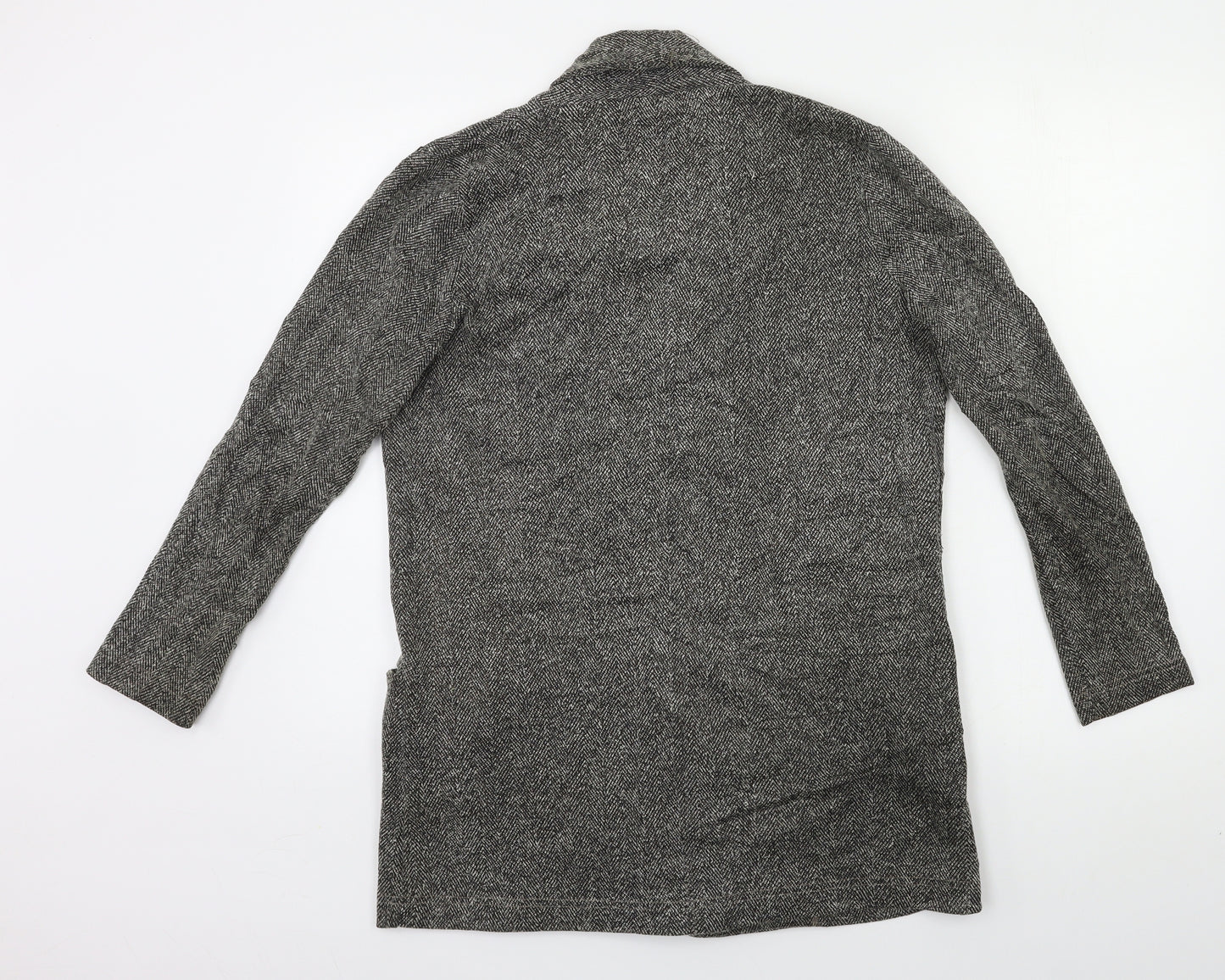 River Island Womens Grey Herringbone  Overcoat Blazer Size 8