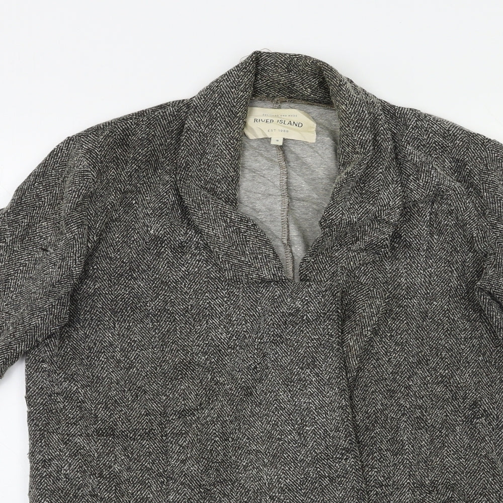 River Island Womens Grey Herringbone  Overcoat Blazer Size 8