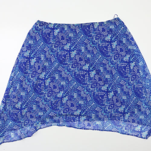 Wardrobe Essentials Womens Blue Geometric  A-Line Skirt Size XL