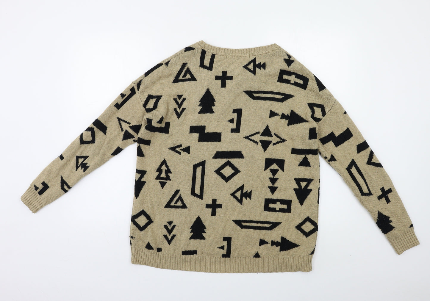 FOREVER 21 Womens Beige Geometric  Pullover Jumper Size S