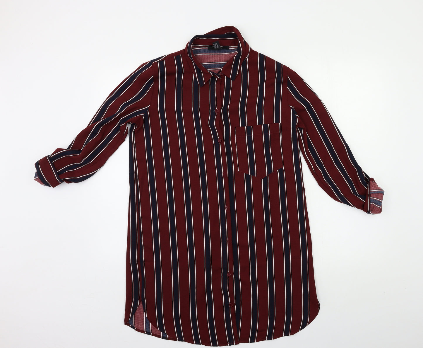FOREVER 21 Womens Red Striped  Basic Button-Up Size S