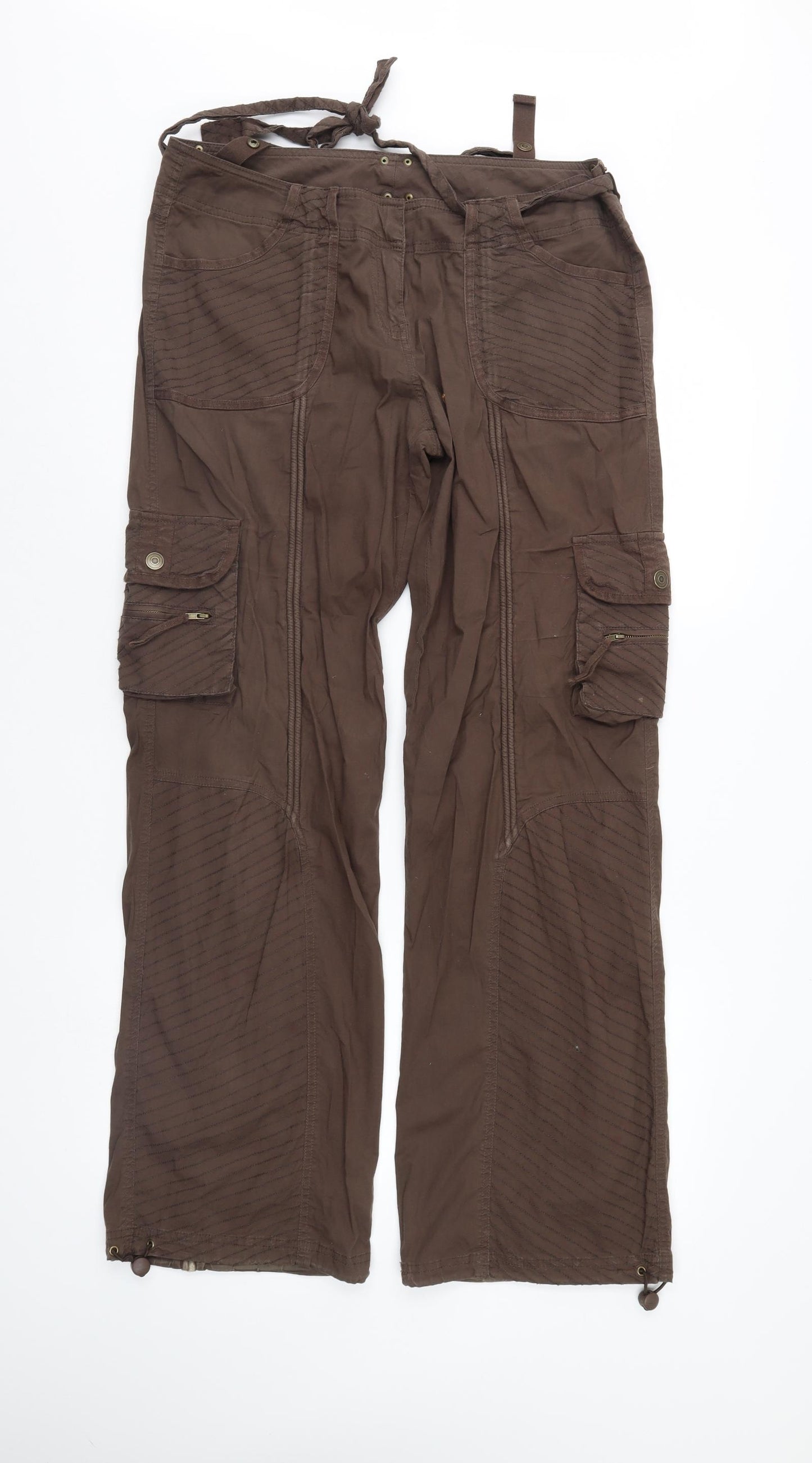 TU Womens Brown   Cargo Trousers Size 14 L31 in