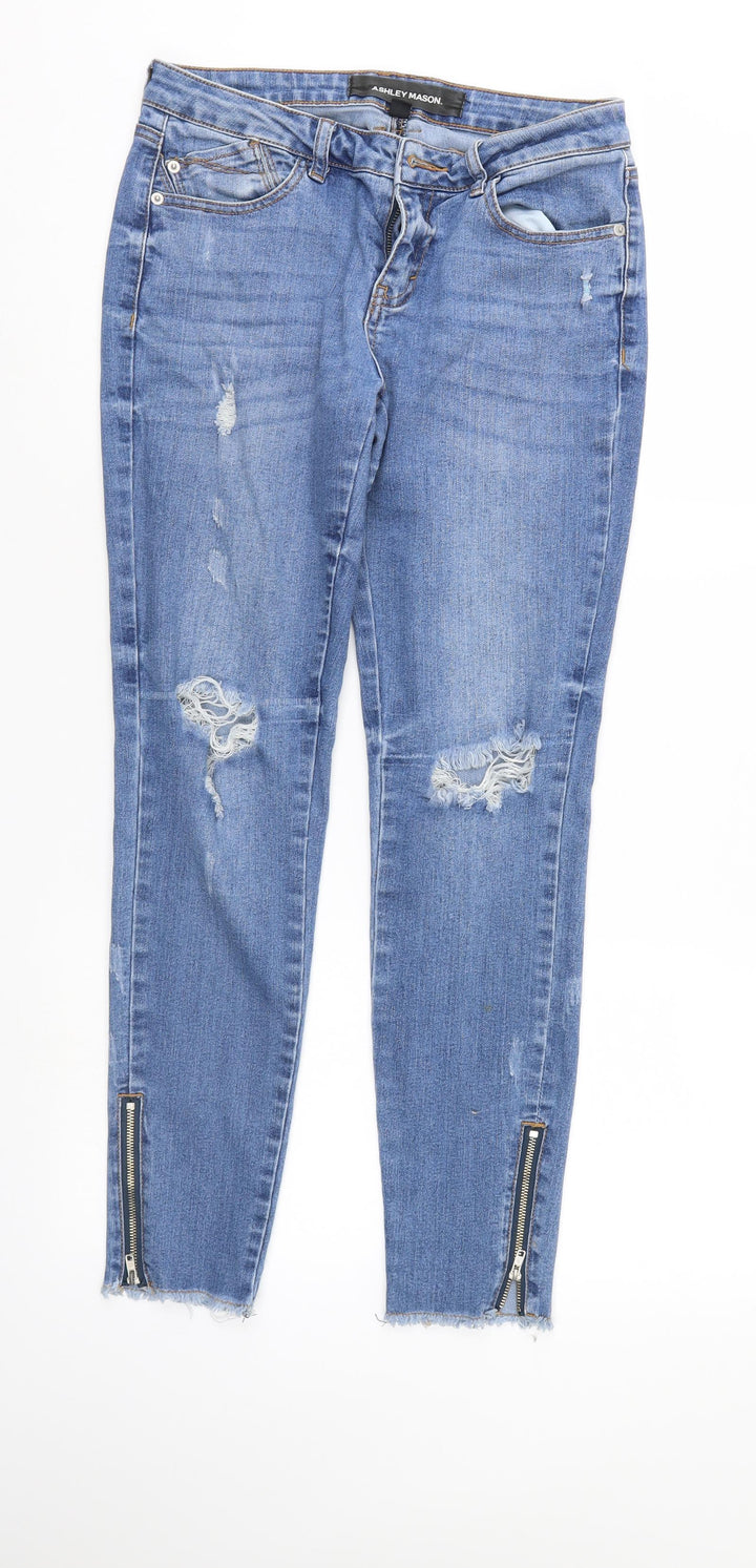 Ashley Mason Womens Blue Denim Tapered Jeans Size S L27 in