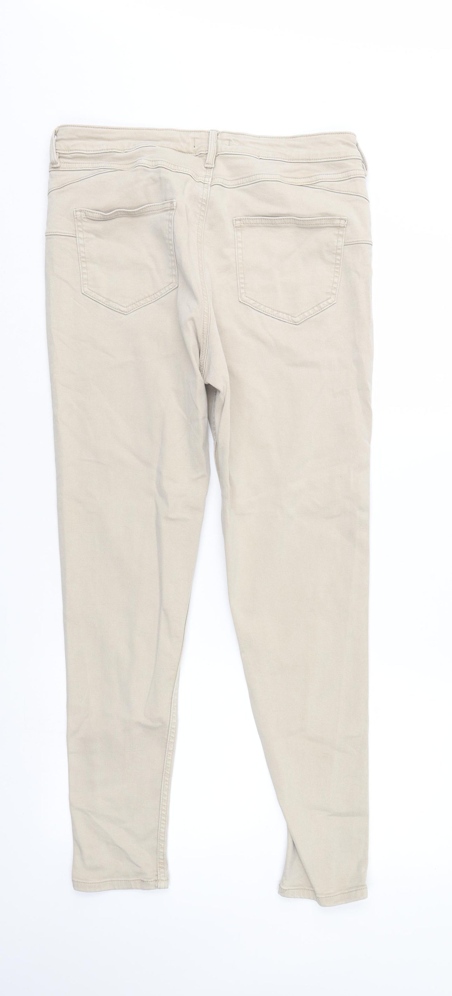 F&F Womens Ivory  Denim Straight Jeans Size 14 L29 in