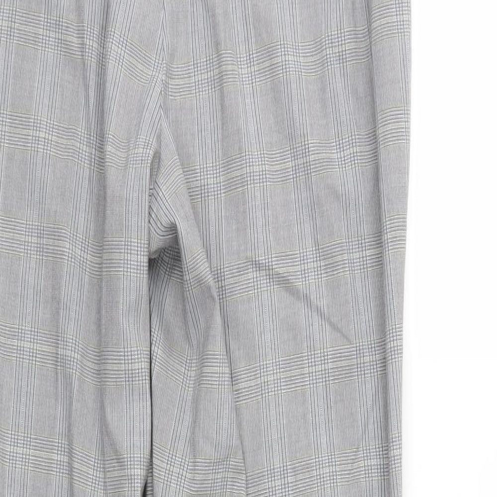 Marks and Spencer Womens Grey Check  Trousers  Size 12 L28 in