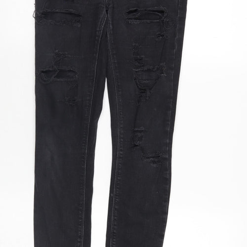 River Island Womens Black  Denim Tapered Jeans Size 10 L28 in