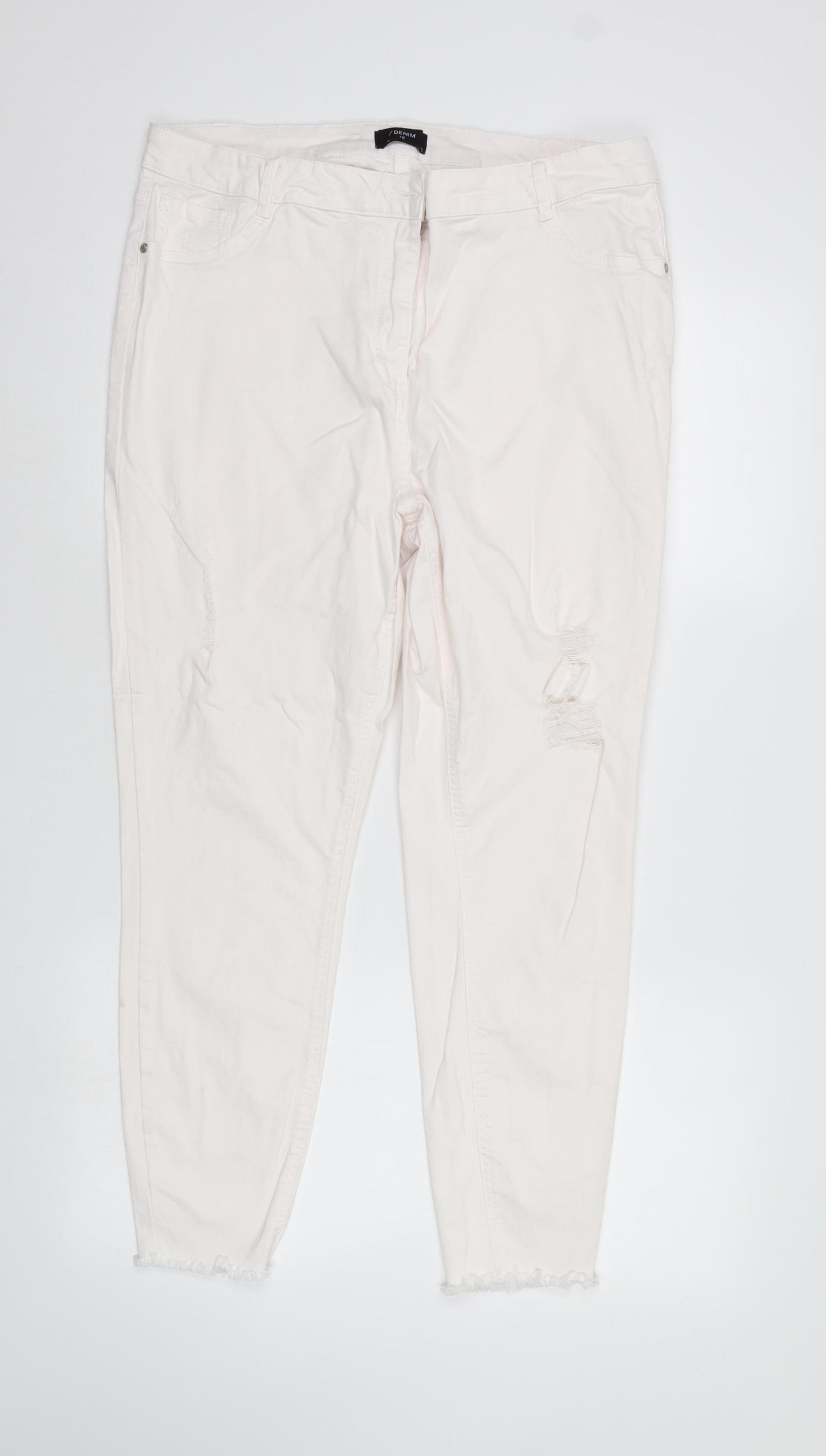 /Denim Womens White  Denim Tapered Jeans Size 18 L27 in