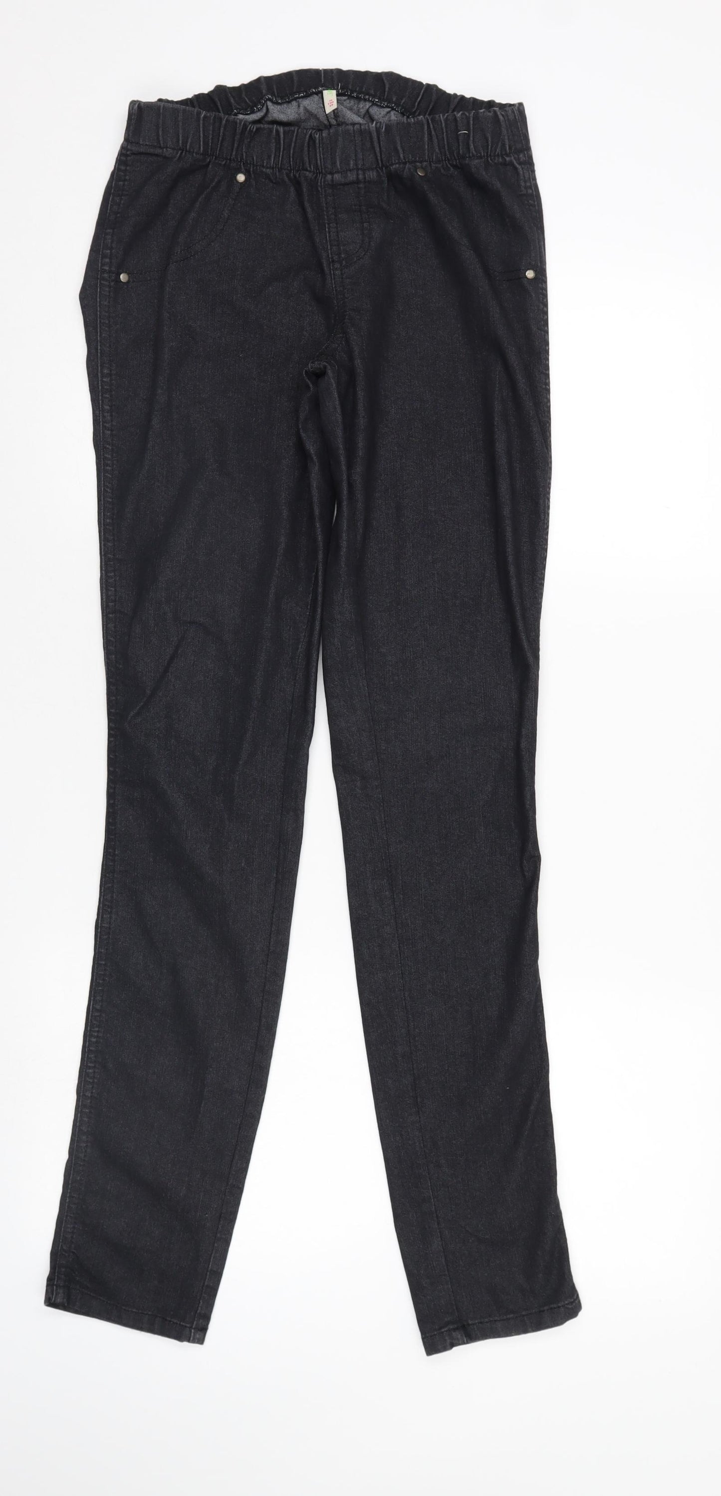 Denim & Co. Womens Black  Denim Straight Jeans Size 10 L32 in - elastic waist
