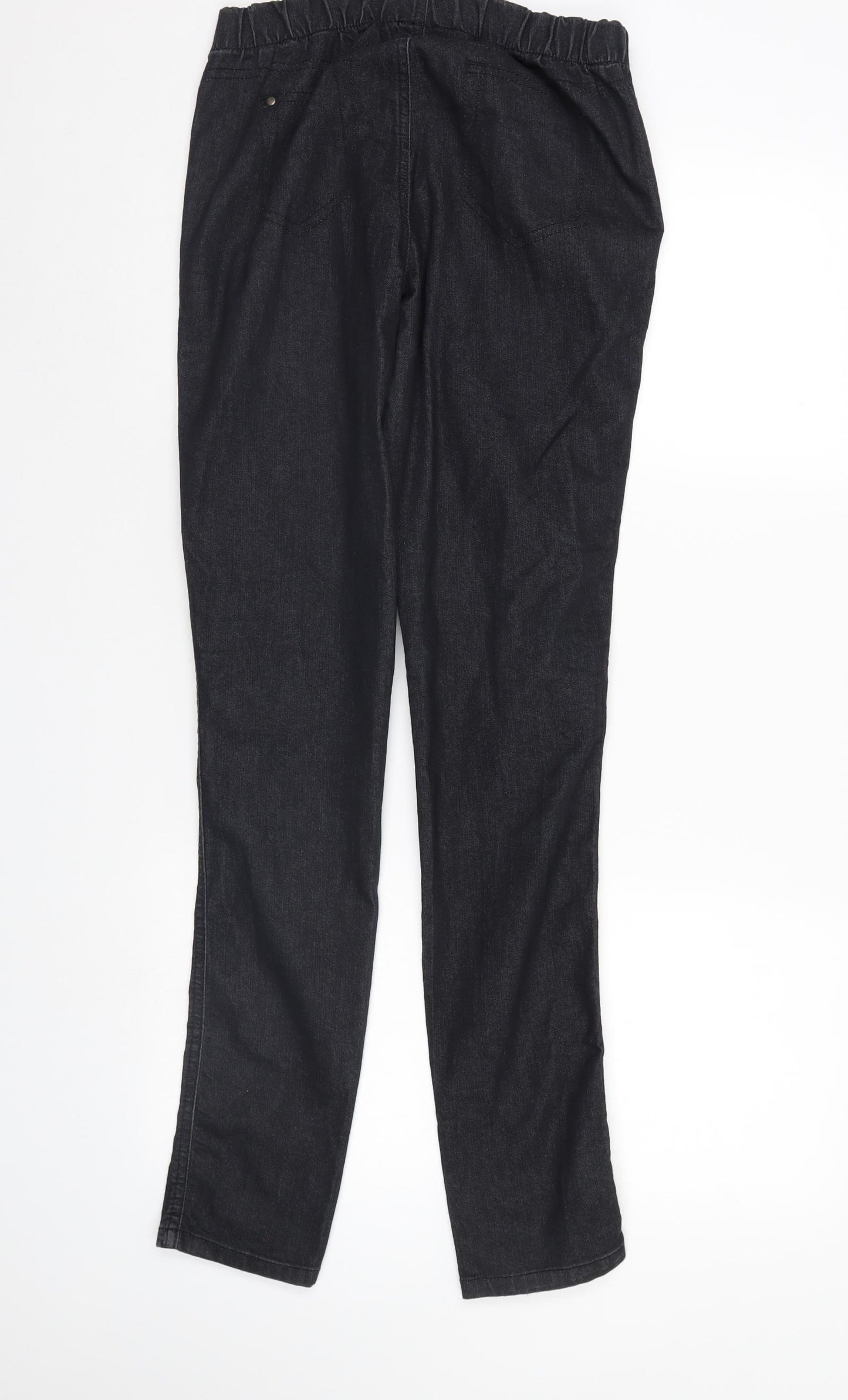 Denim & Co. Womens Black  Denim Straight Jeans Size 10 L32 in - elastic waist
