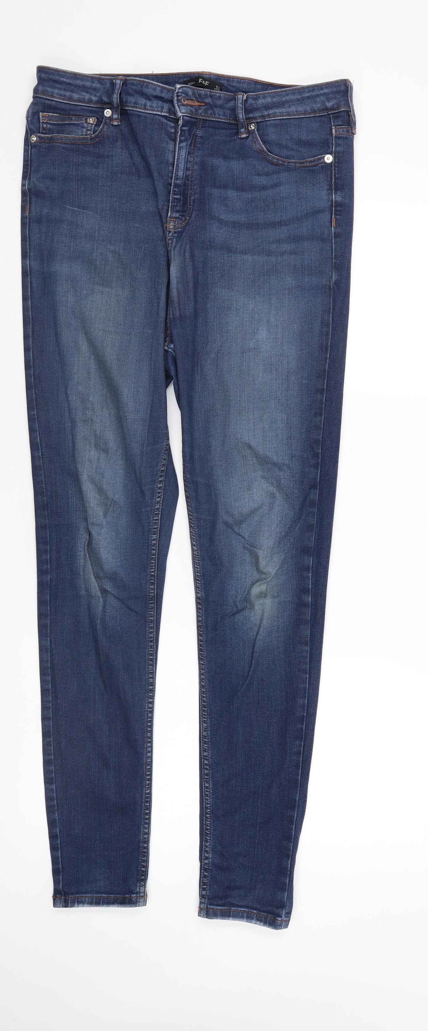 F&F Womens Blue  Denim Straight Jeans Size 14 L29 in
