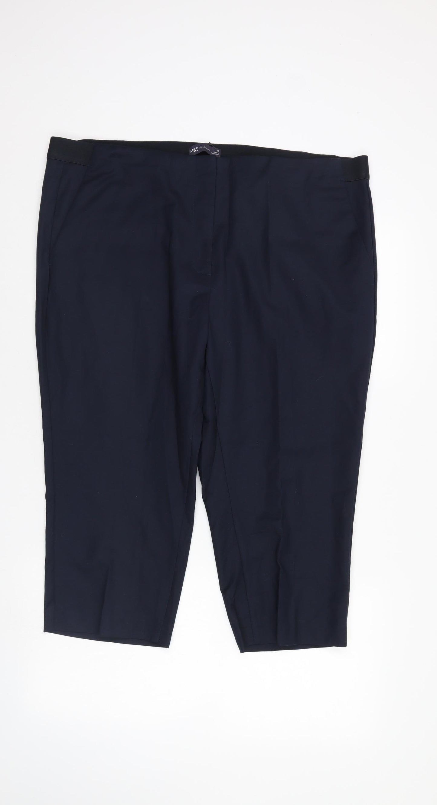 M&S Womens Blue   Cropped Trousers Size 20 L20 in