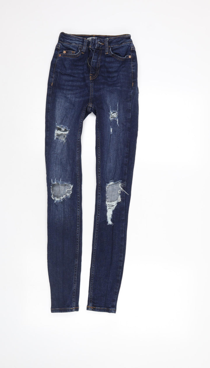 Denim & Co. Womens Blue Denim Straight Jeans Size 4 L28 in