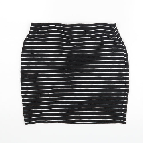 Zara Womens Black Striped  Mini Skirt