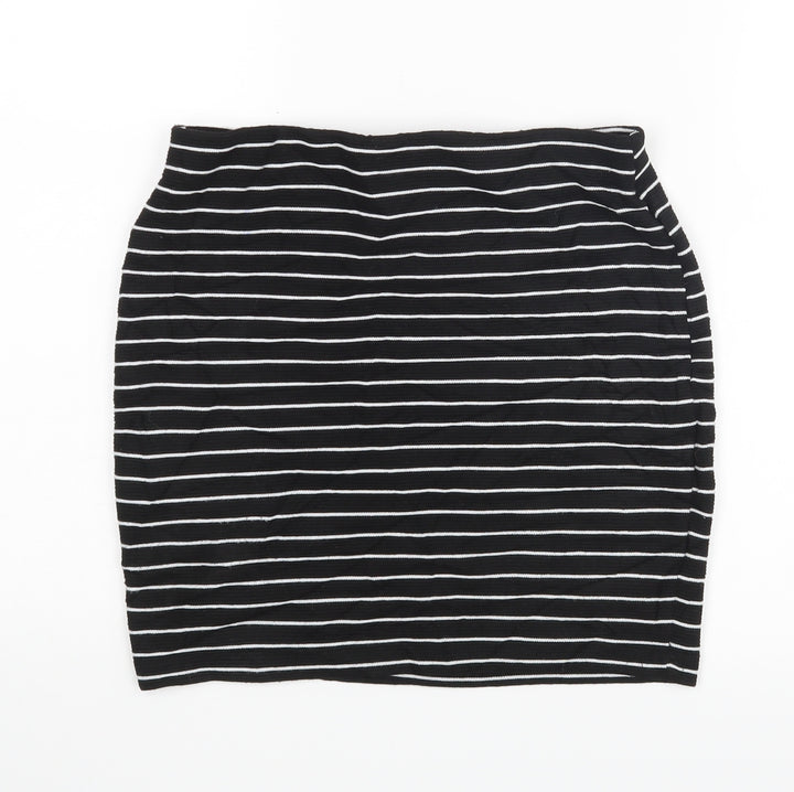Zara Womens Black Striped Mini Skirt