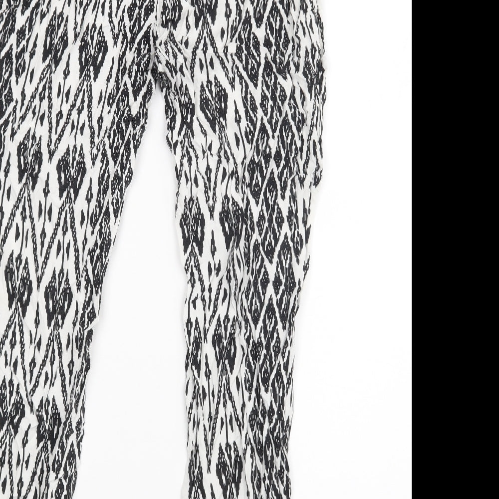 George Womens White Geometric  Trousers  Size 12 L26 in