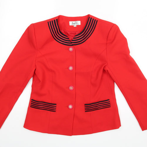 sandy tai Womens Red Striped  Jacket Blazer Size S