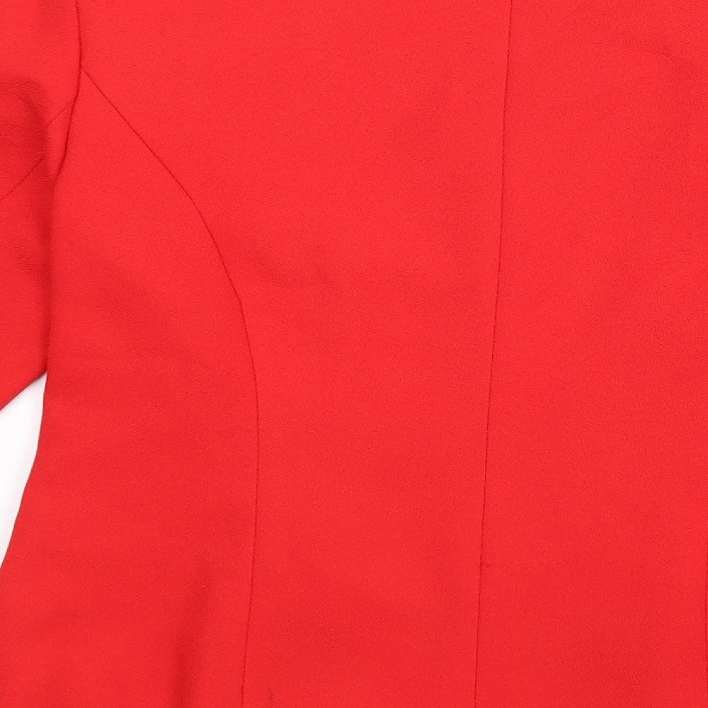 sandy tai Womens Red Striped  Jacket Blazer Size S
