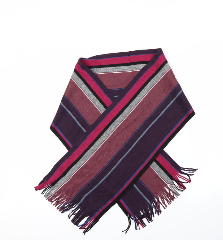 Preworn Womens Purple Striped Fleece Scarf
