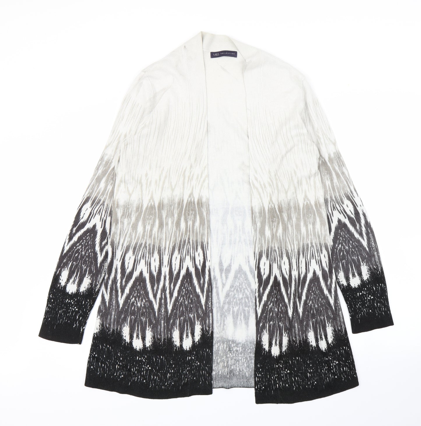 Marks and Spencer Womens White Argyle/Diamond  Cardigan Jumper Size 12