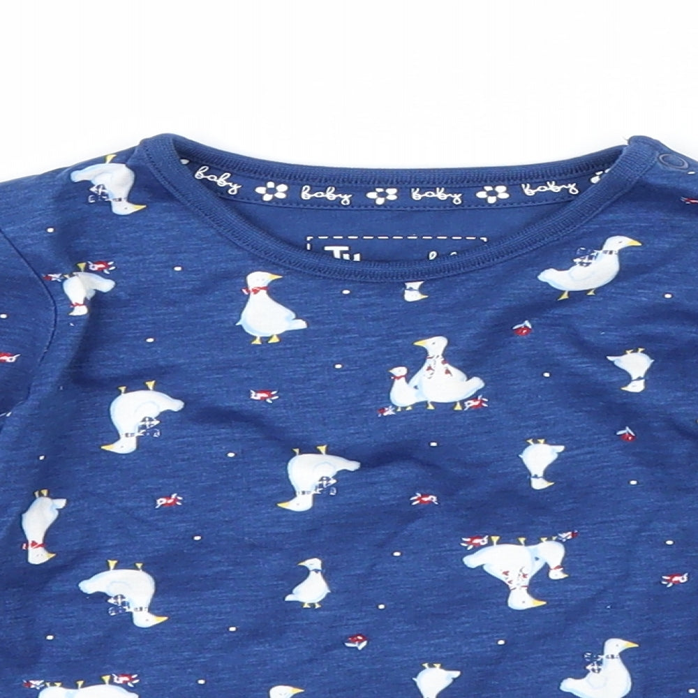 TU Girls Blue Animal Print  Basic T-Shirt Size 2 Years  - ducks