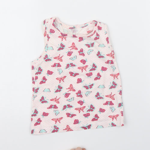 Young Dimension Girls White Animal Print  Basic Tank Size 2 Years  - butteflies