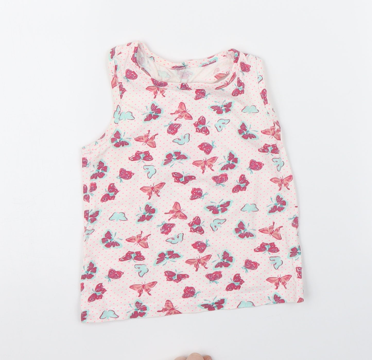 Young Dimension Girls White Animal Print  Basic Tank Size 2 Years  - butteflies