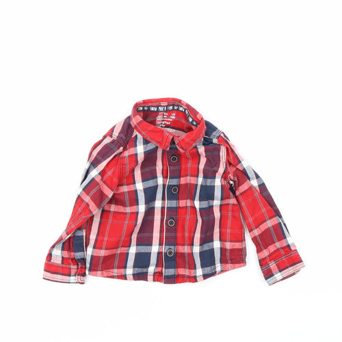 F&F Baby Red Check Flannel Basic Button-Up Size 3-6 Months