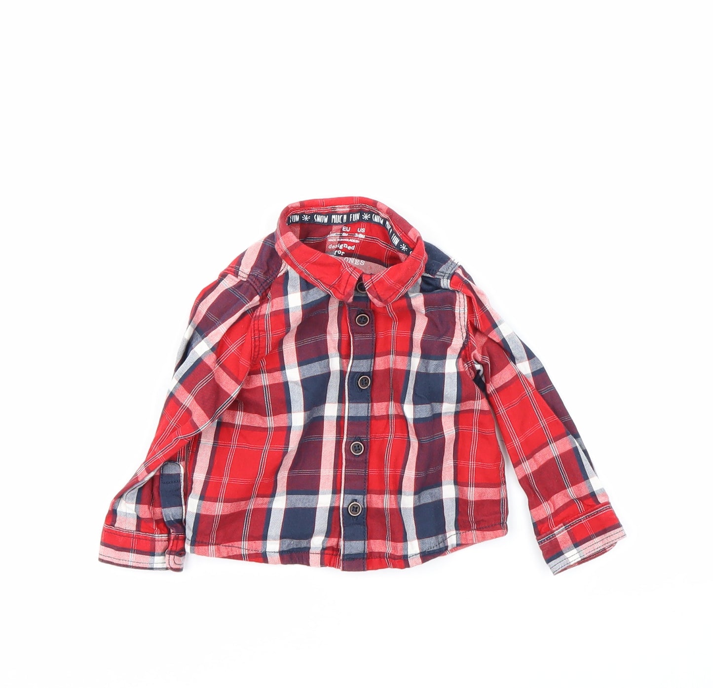 F&F Baby Red Check Flannel Basic Button-Up Size 3-6 Months