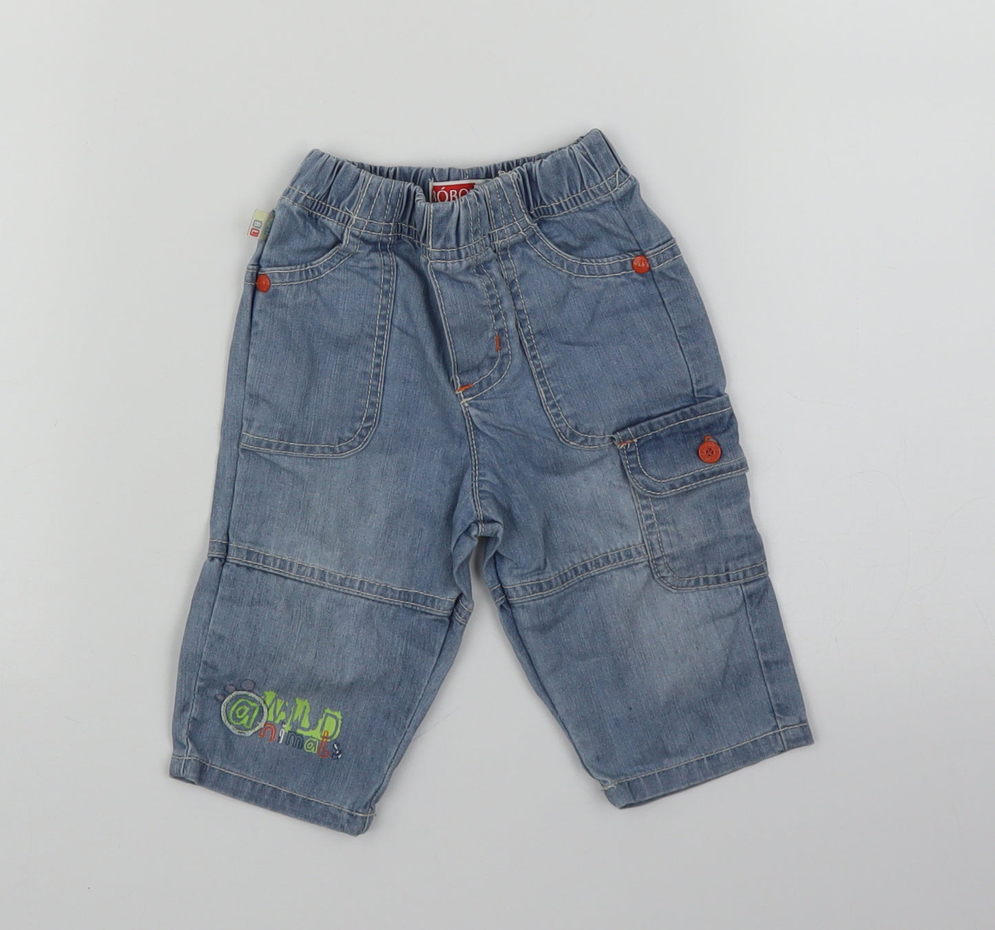 Boboli Girls Blue  Denim Cargo Jeans Size 6-9 Months