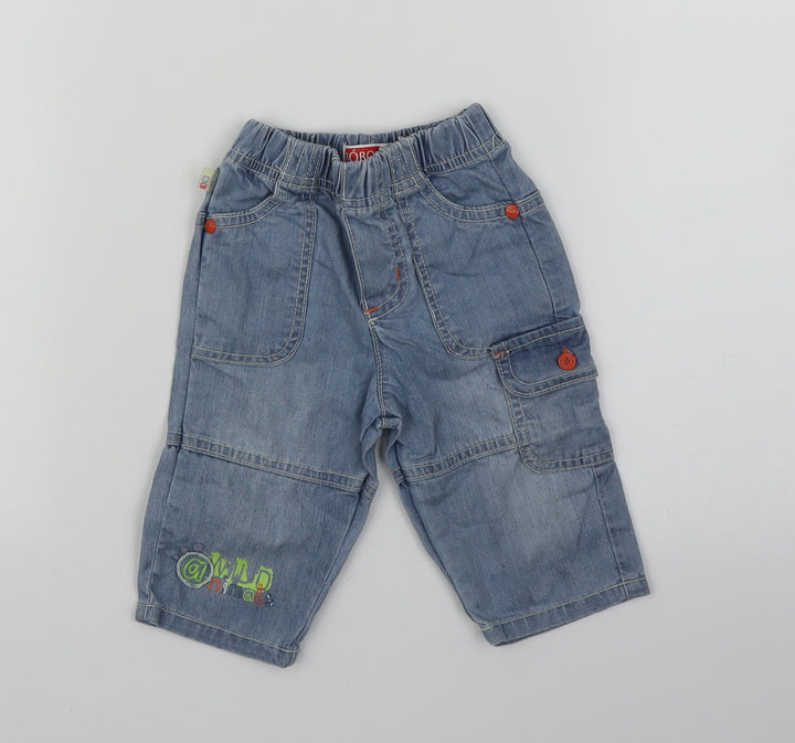 Boboli Girls Blue Denim Cargo Jeans Size 6-9 Months