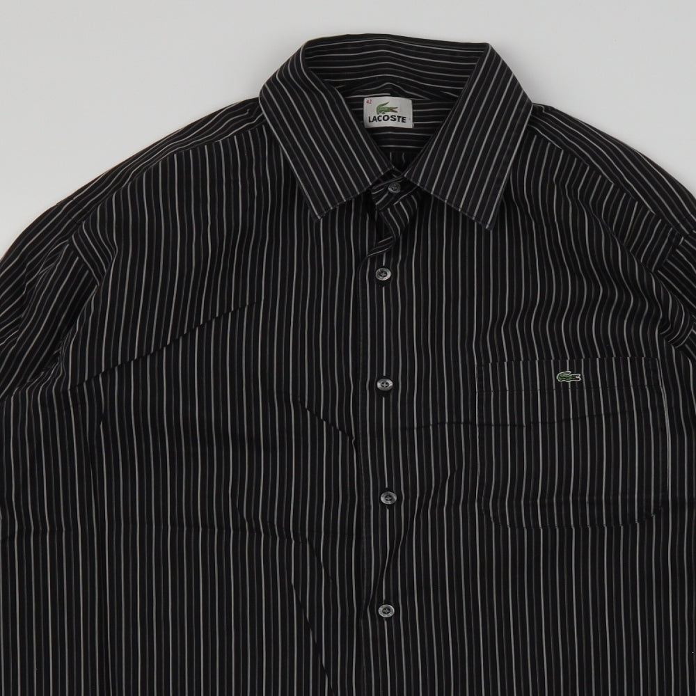 Lacoste Mens Brown Striped   Polo Size 42