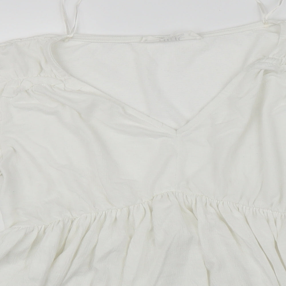 NINE SAVANNAH MILLER Womens White   Basic T-Shirt Size 6
