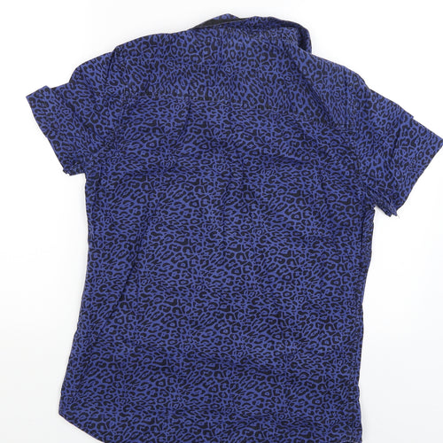 New Look Mens Blue Animal Print   Button-Up Size S
