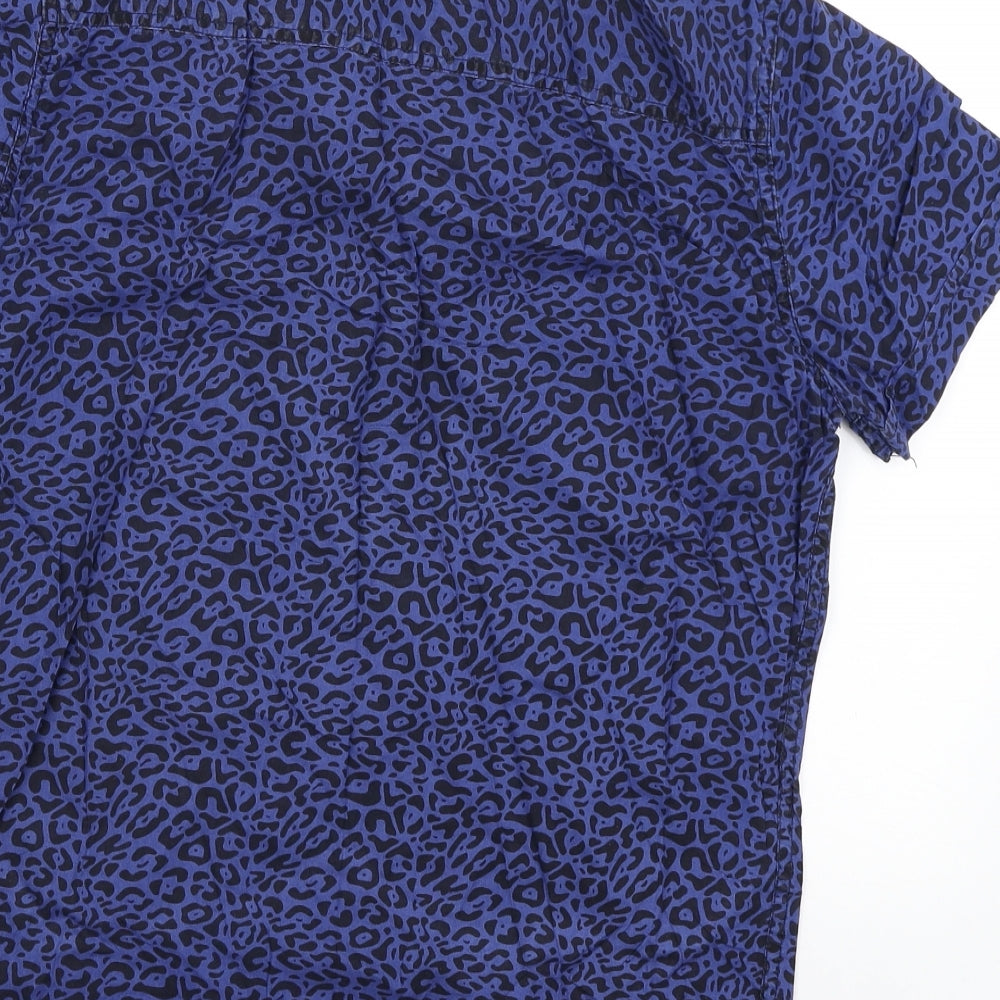New Look Mens Blue Animal Print   Button-Up Size S