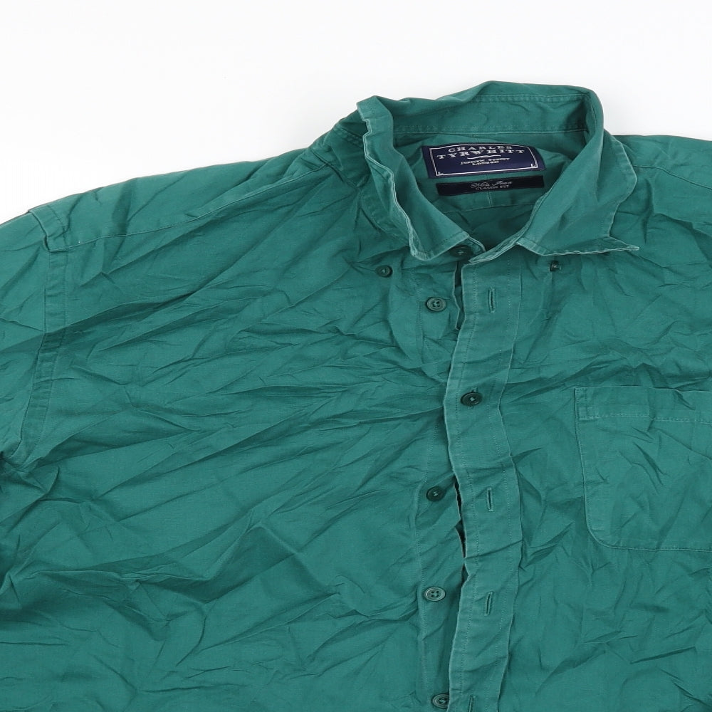 Charles Tyrwhitt Mens Green    Button-Up Size L