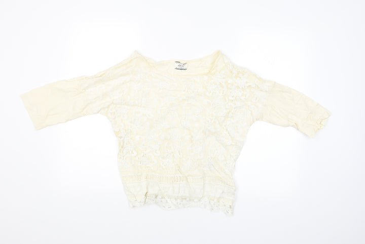 NEXT Womens Beige Floral Basic Blouse Size 14