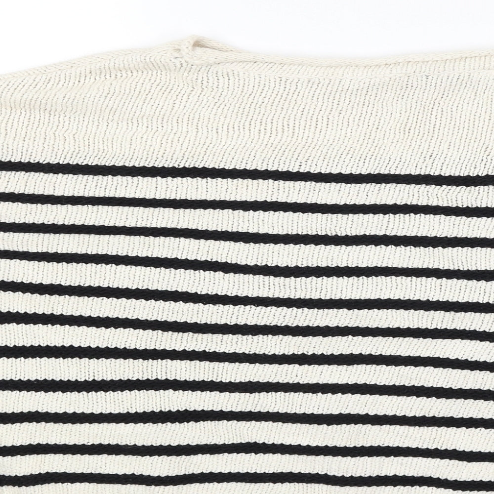 Zara Womens White Striped  Pullover Jumper Size S