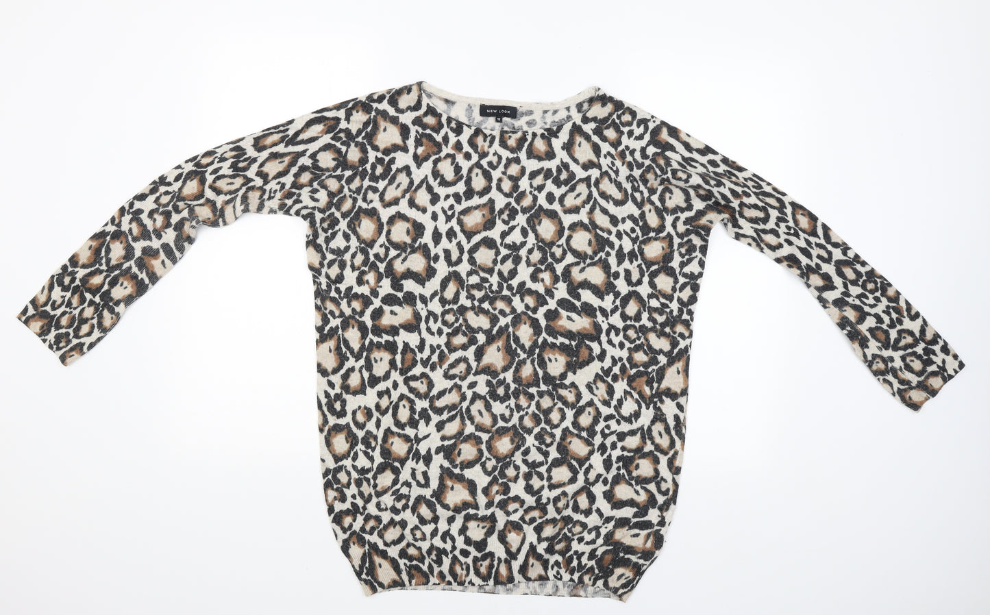 New Look Womens Beige Animal Print  Pullover Jumper Size 12
