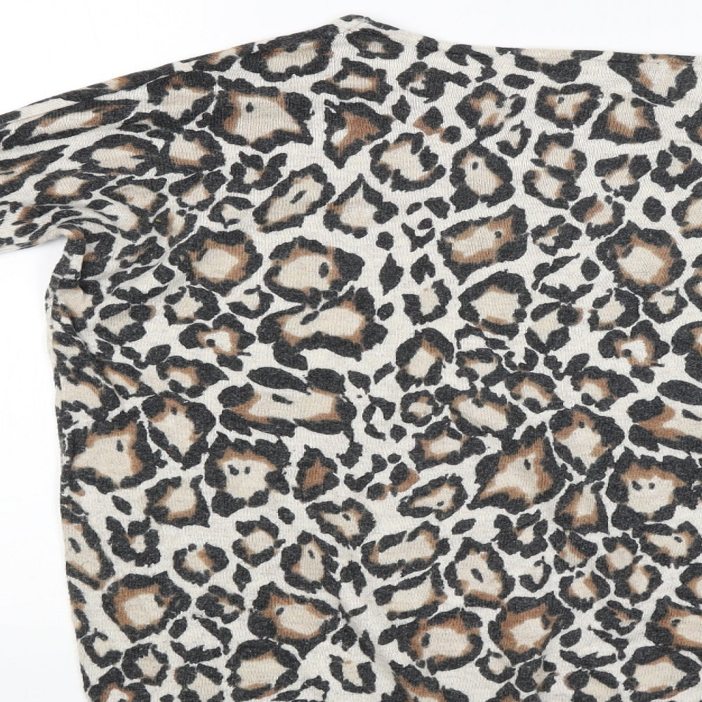 New Look Womens Beige Animal Print  Pullover Jumper Size 12