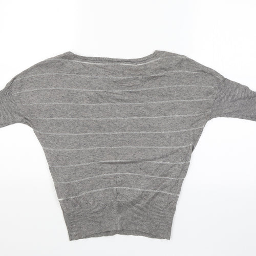 HOOCH Womens Grey Striped  Pullover Jumper Size 8
