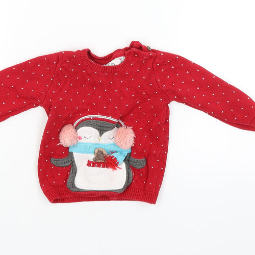 F&F Boys Red   Pullover Jumper Size 12-18 Months