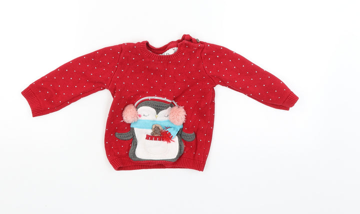 F&F Boys Red   Pullover Jumper Size 12-18 Months