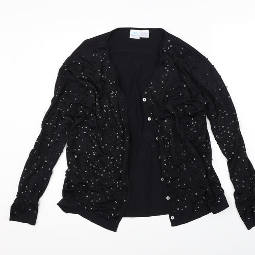 Princess Womens Black  Rayon Cardigan Jumper Size L