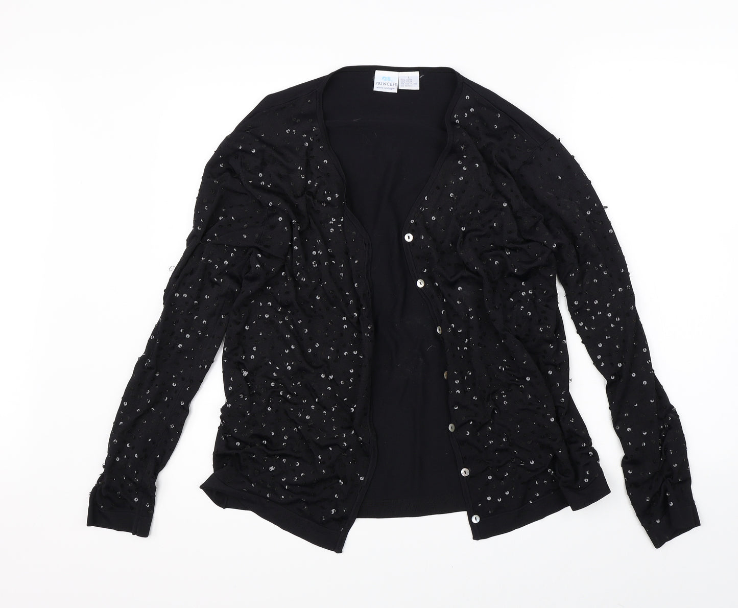 Princess Womens Black  Rayon Cardigan Jumper Size L