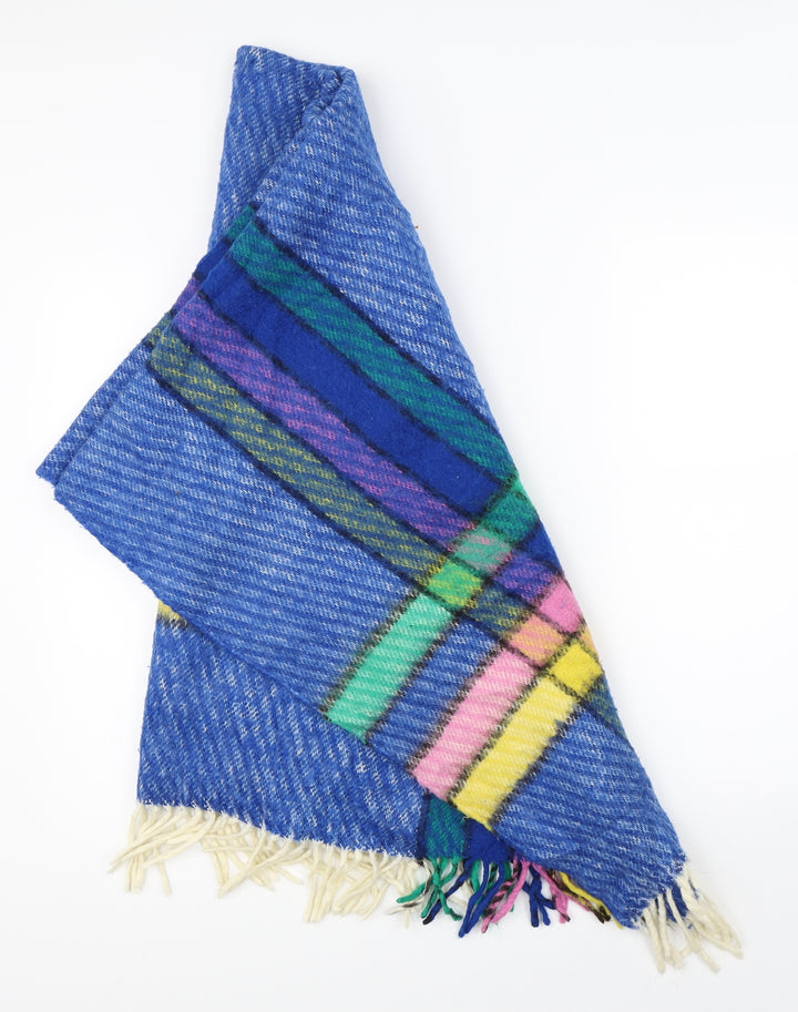 Preworn Unisex Blue Check Knit  Scarf