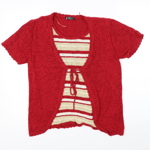 BM Womens Red Striped  Basic Blouse Size S