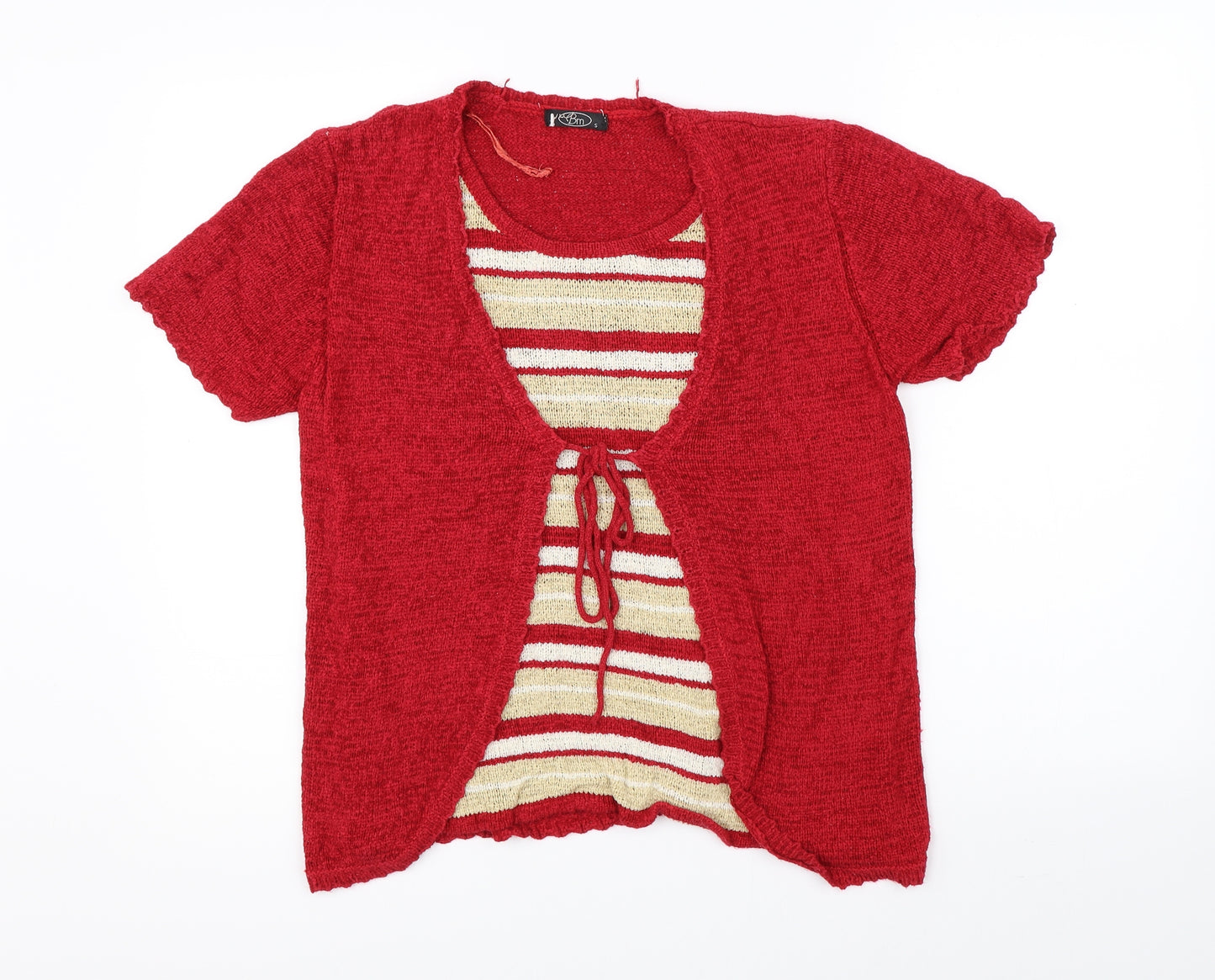 BM Womens Red Striped  Basic Blouse Size S