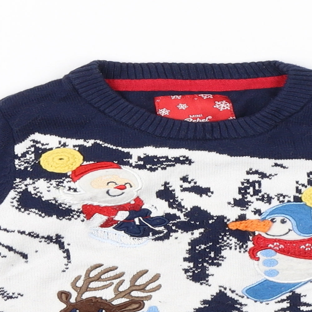 Rebel Boys Blue  Knit Pullover Jumper Size 12-18 Months  - christmas