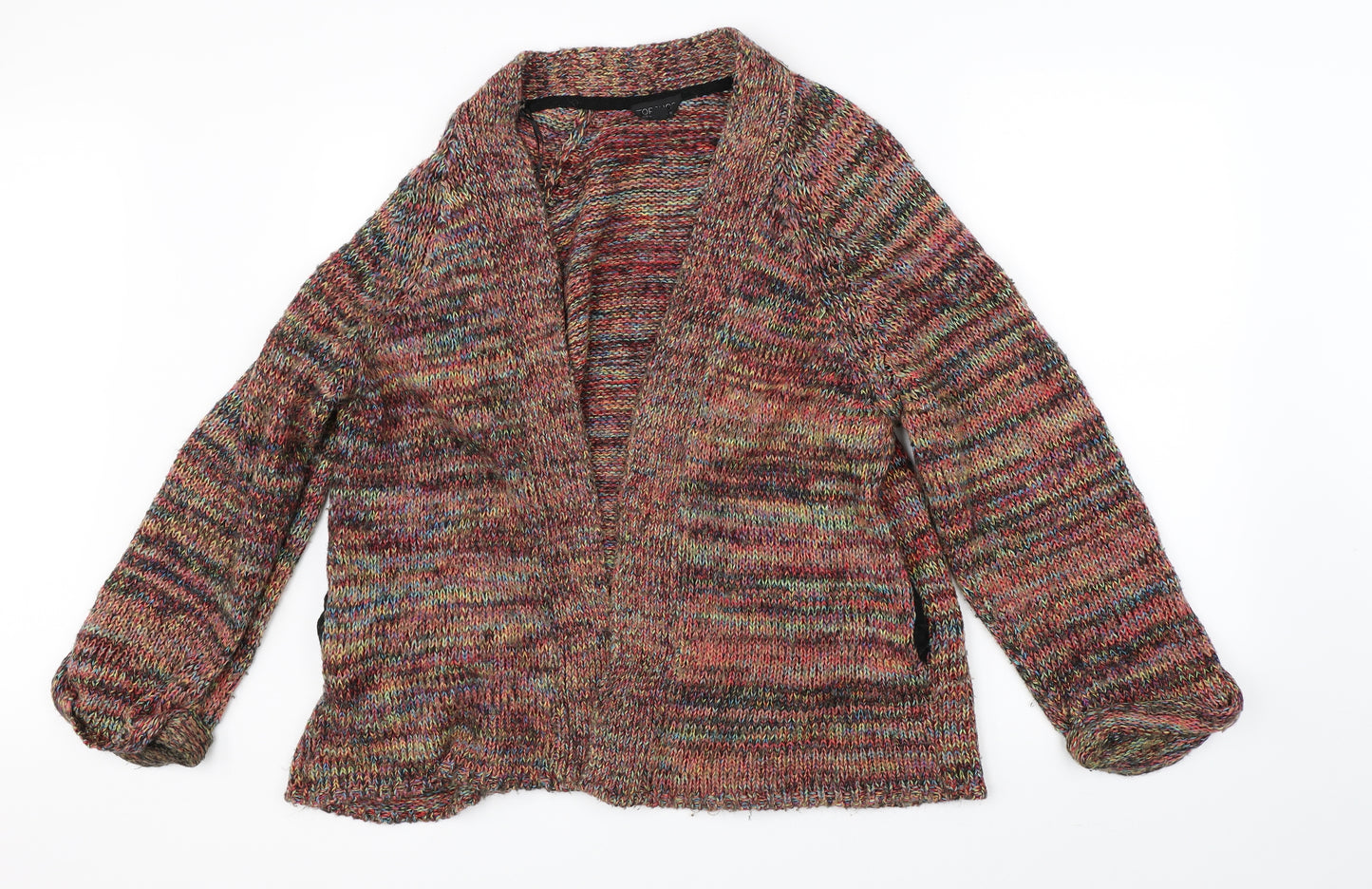 Topshop Womens Multicoloured Herringbone Knit Cardigan Jumper Size 10