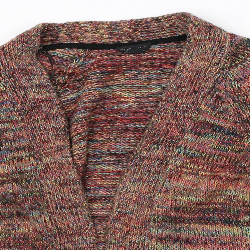 Topshop Womens Multicoloured Herringbone Knit Cardigan Jumper Size 10